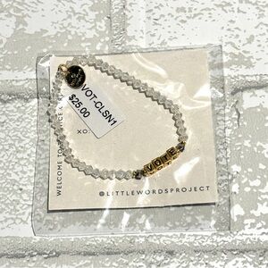 Little Words Project VOTE Gold Beads and Clear Beaded Bracelet NEW